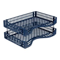 2 x Okin Blue Document Trays 395mm x 260mm x 60mm